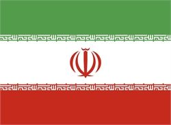 [ai] The national flag of Iran, consisting of horizontal stripes in green, white, and red, with a central red emblem featuring a stylized depiction of a tulip and a script in Arabic above and below.